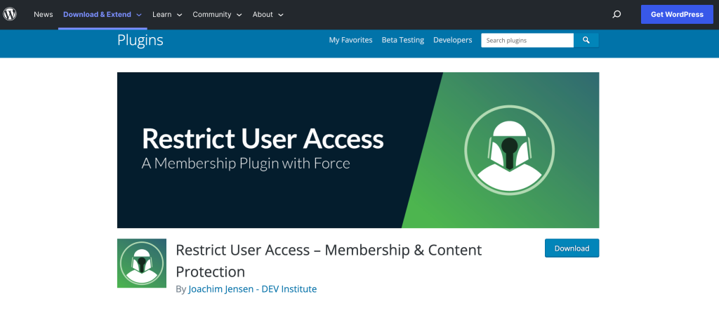 Restrict User Access plugin