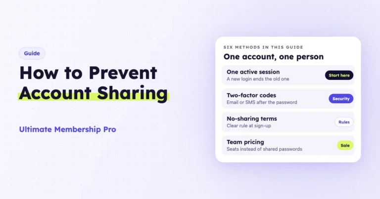 Ways to prevent account sharing on WordPress: one session, two-factor codes, terms, team pricing