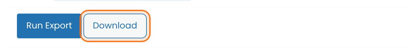 The Run Export button with the new Download button next to it, highlighted